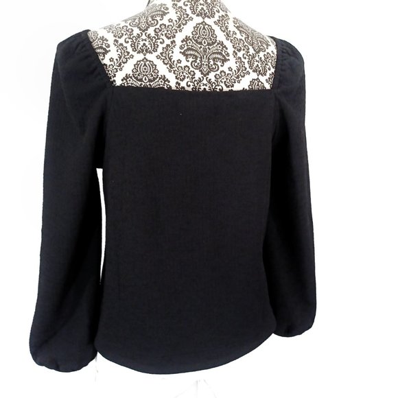 MADEWELL Square Neck Peasant Sleeve LS Stretch Blouse S - Picture 3 of 3